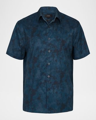 Vince Mens Dyed Camouflage Cotton Short-Sleeve Shirt