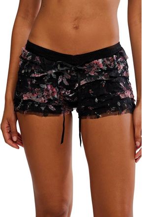 Free People Feeling For Lace Boxer Shorts in Black Combo at Nordstrom, Size Small