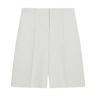 Bottega Veneta Korte Broeken, Heren, Wit, S, Leer, Bermuda Zijdeblend Pantalon
