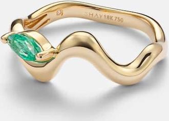 Shay Jewelry 18kt yellow gold (750/1000) ring with emeralds