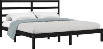 vidaXL Bed Frame without Mattress Black 200x200 cm Solid Wood Pine Vidaxl