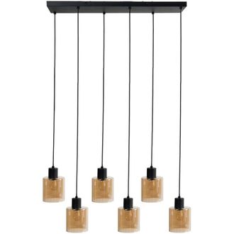 Beliani 6 Light Pendant Lamp KITARE Glass Beige