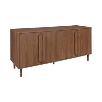 Sweeek Aparador vintage de 4 puertas con efecto madera, 160cm, nogal