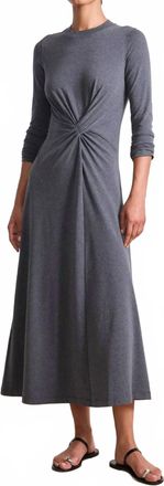 Apiece Apart Long Sleeve Volta Dress In Heathered Charcoal