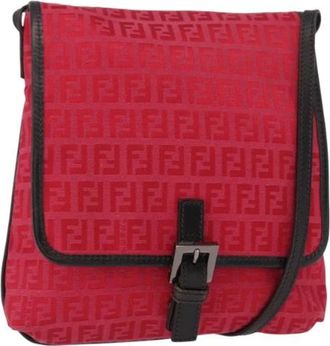 Fendi Pre-owned Cross Body Bags, female, Red, Size: ONE SIZE Pre-owned Canvas Cross Body Bag