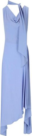 Federica Tosi Lange Jurk met Foulard Sjaal - Dames - Avondkleed - Blauw - S - Kleedjes
