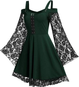 Generic Halloween Costumes for Women Victorian Witch Gothic Lace Dresses Plus Size Medieval Costume Ladies Evening Party Prom Cocktail Swing Glad Rags Vintage