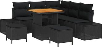 vidaXL Garden Sofa Set with Cushion 8 pcs Black Poly rattan vidaXL