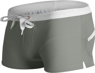 Generic Swimming Trunks Men Swim Shorts Boxer Swimming Briefs Gym Board Shorts Boxers Underwear Elastic Sexy Slit Swimsuit Bottom Square Cut Sports Swimwear D