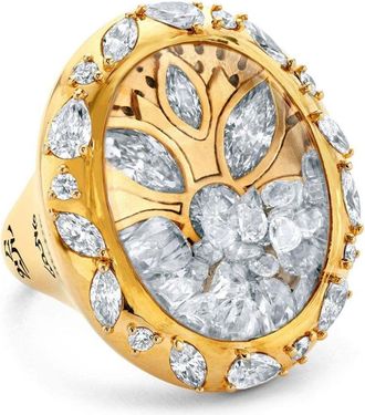 Buddha Mama 20kt yellow gold Lotus diamond ring - women - Diamond/20K Yellow Gold - 7
