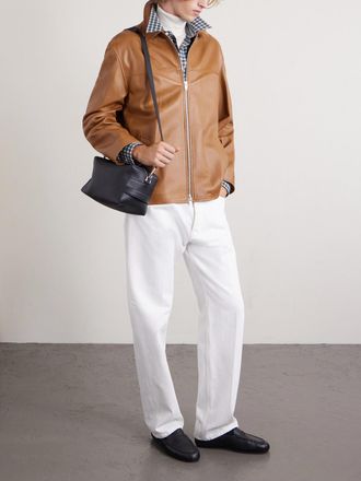 Celine Logo-Print Leather Messenger Bag