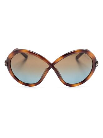 Tom Ford Eyewear Occhiali da sole Jada a farfalla tartarugati - Marrone