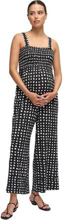 Ingrid & Isabel The One-And-Done Black Maternity Jumpsuit in Abstract Check at Nordstrom, Size X-Large