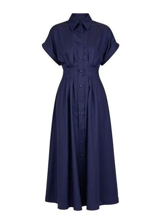C&acirc;llas Milano Corsica Sleeveless shirtdress in Deep Sea at Nordstrom, Size 8 It