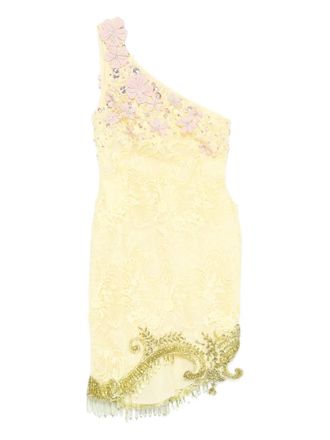 Georges Hobeika floral-embellished one-shoulder mini dress - women - Fabric - 34 - Green