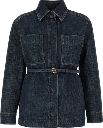 Fendi Ff Puffer Jackets Blu-Donna