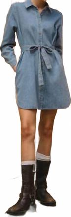 Skies Are Blue Clothing Urban Button Down Shirt Mini Dress In Blue