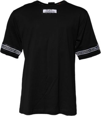 Dolce & Gabbana Black DGMILLENNIALS Cotton Crew Neck Mens T-shirt