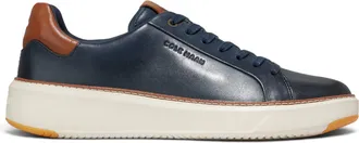 Cole Haan Mens GrandPro Luxe Mile Trainer Blue Leather Sneakers - C37158