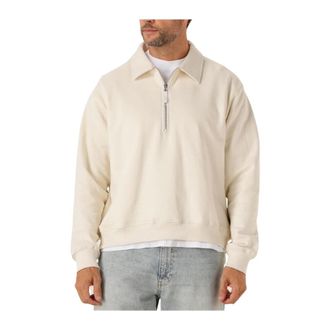 Woodbird Hoodies & sweatvesten, Heren, Beige, M, Katoen, Zip Polo Sweater voor Heren