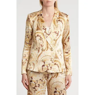 L'agence Colin Paisley Double Breasted Blazer in Ivory Multi Boute Paisley at Nordstrom Rack, Size 6