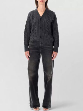 Haikure merino wool cable-knit v-neck wide-leg jumpsuit