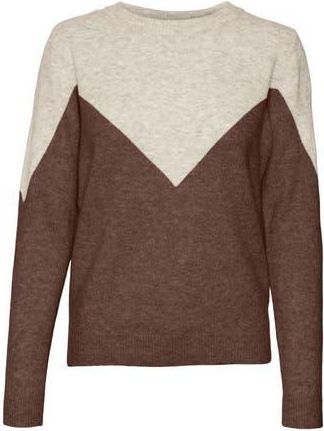 Vero Moda Plaza Colorblock Crewneck Sweater in Birch Stripes W. Pine at Nordstrom Rack, Size Large