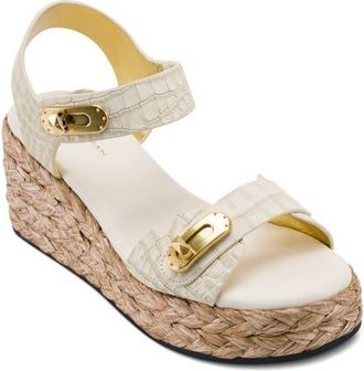 DKNY Cebrina Ankle Strap Platform Wedge Sandal in Ivory at Nordstrom, Size 7.5