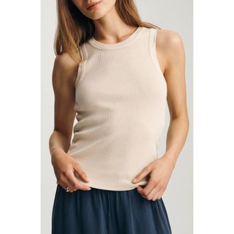 Mavi Crewneck Rib Tank in Sandshell at Nordstrom, Size X-Large
