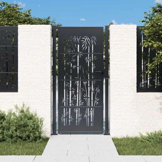 vidaXL Puerta De Jard&iacute;n Acero Gris Antracita Dise&ntilde;o Bamb&uacute; 105x180 Cm Vidaxl