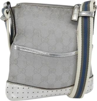 Gucci Pre-owned Cross Body Bags, female, Gray, Size: ONE SIZE Pre-owned Canvas Crossbody Bag