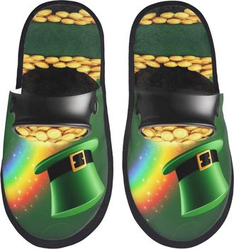 Generic Fuzzy Slippers St. PatrickS Day4 Furry Fleece Slippers Reusable Indoor Shoes For Room Winter Travel M