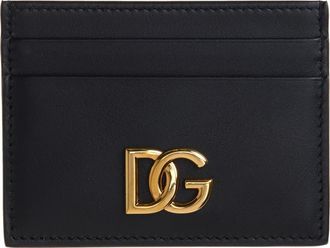 Dolce & Gabbana DG Logo Leather Card Case in 80999 Nero at Nordstrom
