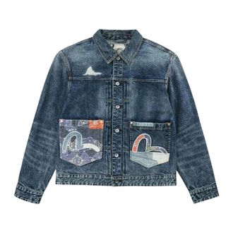 Evisu Giacca di jeans Boro Seagull Patch Pocket - - Jackets - Uomo - Blu - XL