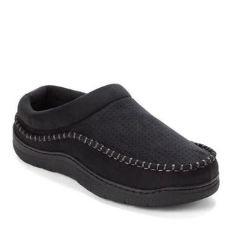 Dearfoams Thompson Moccasin Toe Clog Slipper in Black Solid at Nordstrom, Size X-Large