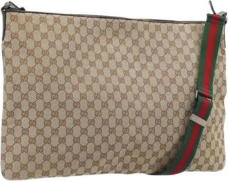 Gucci Pre-owned Vintage GG Canvas Shoulder Bag - Dames - Vintage Schoudertas - Beige - ONE Size - Leer - Vintage