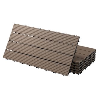 ECD Germany Ecd Germany Baldosas De Patio Wpc De 60x30 Cm 12 Piezas Por 2m&sup2; Con Aparencia De Madera Marr&oacute;n Oscuro Con Sistema De Drenaje Y Instalaci&oacute;n Mediante Cl