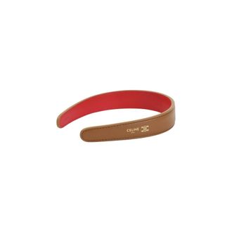 Celine Diadema bicolor en piel de cordero - Accessories - Mujer - Marr&oacute;n - ONE SIZE
