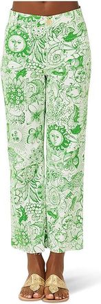 Lilly Pulitzer Harleen High-Rise Crop Jeans Womens Clothing Putting Green Fleur De Lilly : 16 27, Cotton/Denim/Elastane