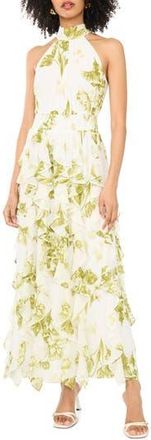 1.State Floral Ruffle Maxi Dress in Grasshopper Green at Nordstrom Rack, Size Medium