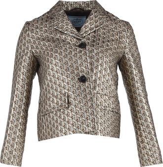 Prada Pre-owned Womens Single-Breasted Patterned Blazer in Metallic Gold - Size EU 40 (Womens)