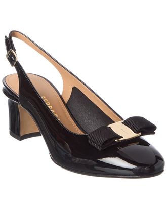 Ferragamo Vara Bow Patent Slingback Pump