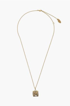 Off-white Gold-Tone Metal Necklace with Crystal Arrow Pendant size One Size