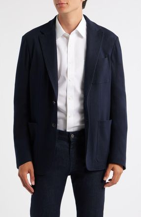 Canali Trim Fit Cotton & Cashmere Jacket in Navy at Nordstrom, Size 40 Us