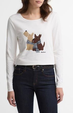 Barbour Lossie Graphic Long Sleeve T-Shirt in Cloud at Nordstrom, Size 12