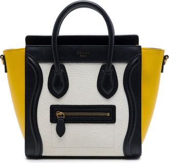 Celine Pre-owned Celine Nano Tricolor Nubuck and Drummed Calfskin Luggage Tote Ladies 3PULH0ELAQ50PDKJ