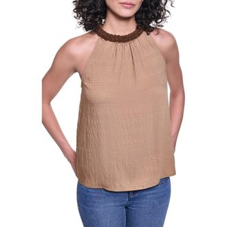 Karl Lagerfeld Embellished Neck Sleeveless Top in Cartouche at Nordstrom, Size X-Large