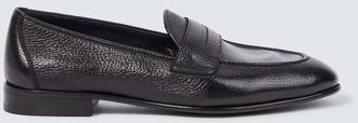 Brioni Appia grained leather penny loafers