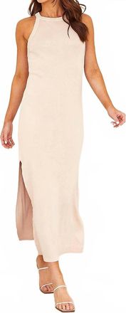 Bella Dahl Fitted Halter Midi Dress In Khaki Stone