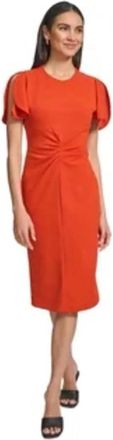 Calvin Klein Scuba Crepe Sheath Dress In Rusty